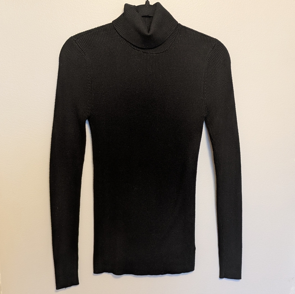 Express Black Ribbed Knit Turtleneck Sweater